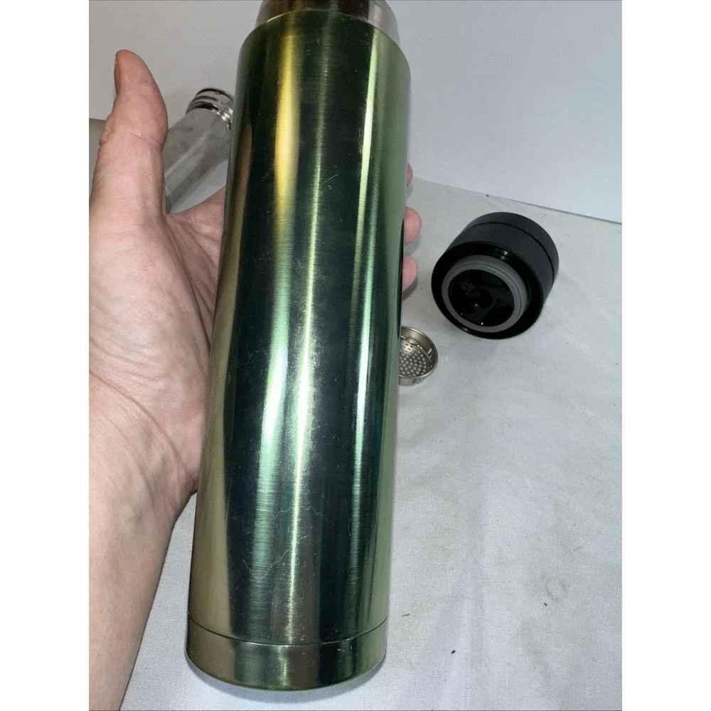 Teavana Contour 16 oz Green Stainless Tumbler - COMPLETE with Infuser Basket